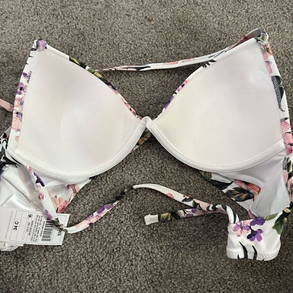 Shade and Shore Lightly Lined Underwire Twist Front Plunge Bikini NWT Fl… - Picture 8 of 14